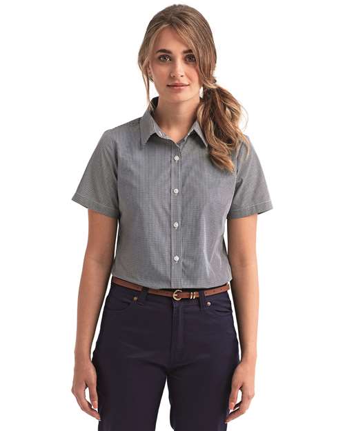 Artisan Collection by Reprime RP321 Women's Microcheck Gingham Short Sleeve Cotton Dress Shirt