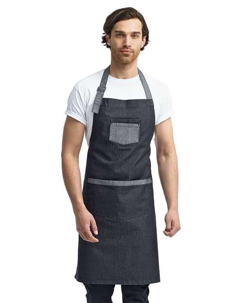 Artisan Collection by Reprime RP127 Domain Contrast Denim Bib Apron