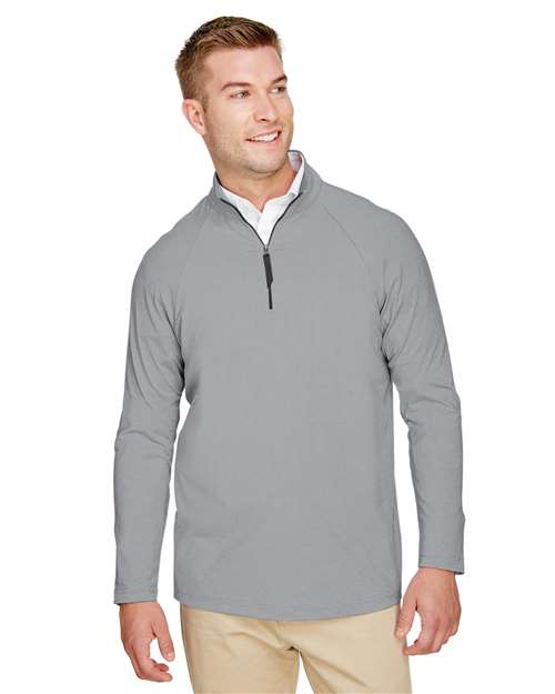 Devon & Jones DG480 Men's CrownLux Performance® Clubhouse Micro-Stripe Quarter-Zip Pullover