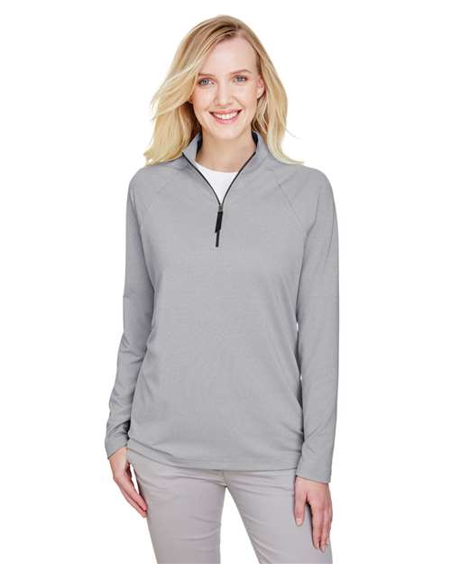 Devon & Jones DG480W Women's CrownLux Performance® Clubhouse Micro-Stripe Quarter-Zip Pullover