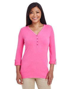Devon & Jones DP186W Women's Perfect Fit™ Y-Placket Convertible Sleeve Knit Top - 