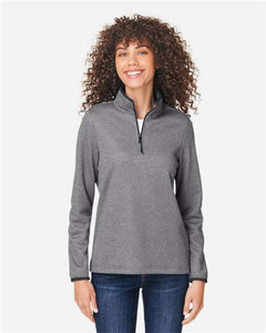 CORE365 CE73W Women's Venture Heathered Stripe Quarter-Zip Pullover - 