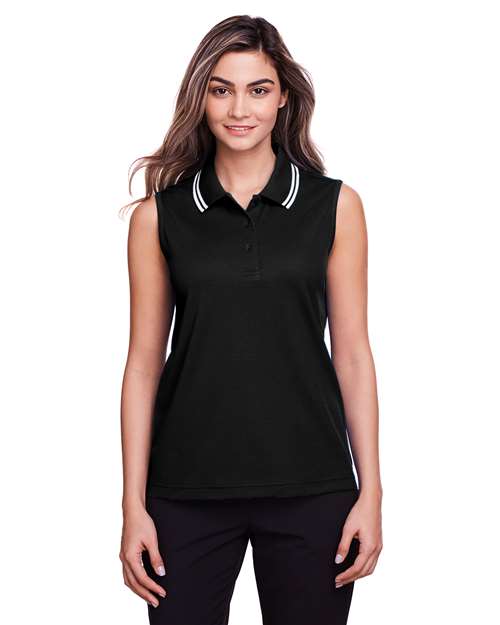 Devon & Jones DG20SW Women's CrownLux Performance® Plaited Tipped Sleeveless Polo