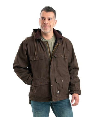 Berne Apparel JC613 Men's Heartland Washed Duck Zip-Off Hooded Coat - 