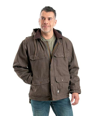 Berne Apparel JC613 Men's Heartland Washed Duck Zip-Off Hooded Coat - 