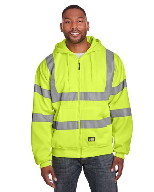 Berne Apparel HVF021T Men's Tall Hi-Vis Class 3 Lined Full-Zip Hooded Sweatshirt