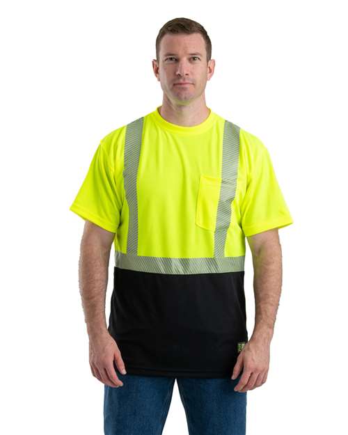 Berne Apparel HVK017 Men's Hi-Vis Class 2 Color Blocked Pocket T-Shirt