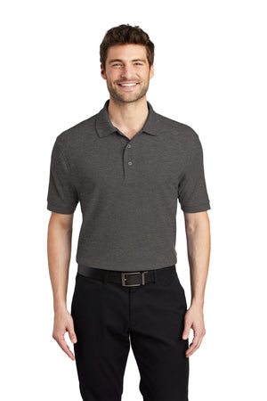 Port Authority K500 Silk Touch Polo - Charcoal Heather Grey - 