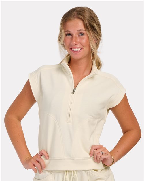 Boxercraft BW2407 Women's French Terry Half-Zip Short Sleeve Sweatshirt