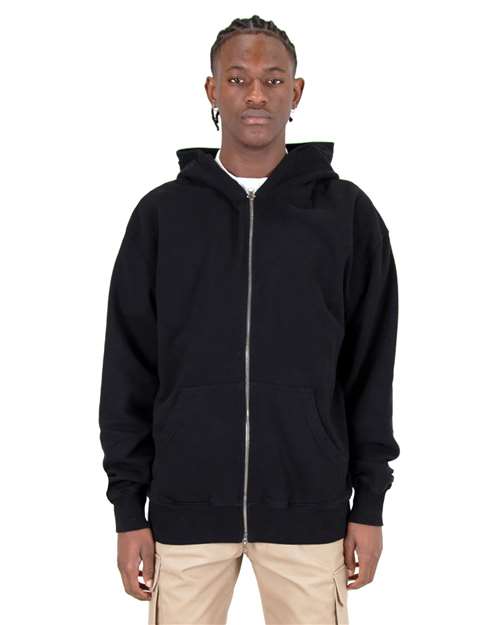 Shaka Wear SHGDZ Unisex Max Heavy Fleece Garment-Dyed Double-Zip Hooded Sweatshirt