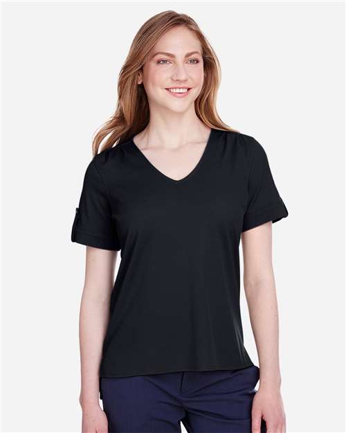 Devon & Jones DG20WB Women's CrownLux Performance® Plaited Rolled Sleeve Shirt