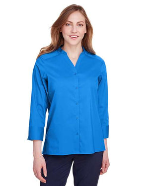 Devon & Jones DG560W Women's Crown Collection® Stretch Broadcloth Three-Quarter Sleeve Blouse - 