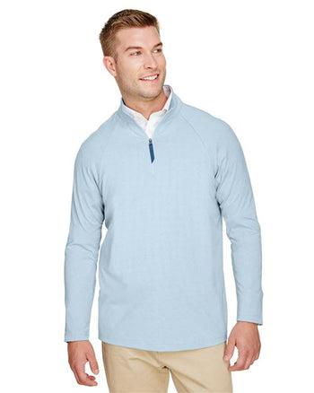 Devon & Jones DG480 Men's CrownLux Performance® Clubhouse Micro-Stripe Quarter-Zip Pullover
