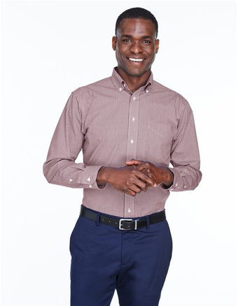 Devon & Jones D640 Men's Crown Collection® Gingham Check Woven Dress Shirt