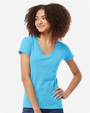 Tultex 214 Women's Fine Jersey V-Neck T-Shirt - 