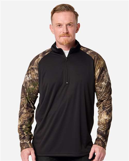 RealTree RT5703 Unisex Realtree® Performance Colorblocked Quarter-Zip Pullover