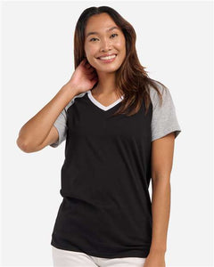 Boxercraft BW2204 Women's Colorblocked V-Neck T-Shirt - 