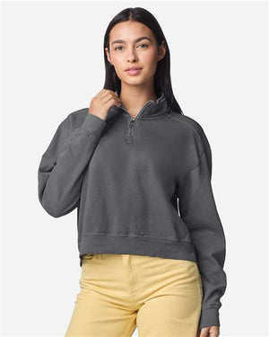 Comfort Colors 1580L Women's Garment-Dyed Mid-Length Quarter-Zip Sweatshirt - 