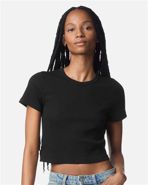American Apparel BR210 Women's Baby Rib Cropped Tee