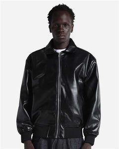 Shaka Wear SHPVB Unisex PU Leather Collared Varsity Jacket - 