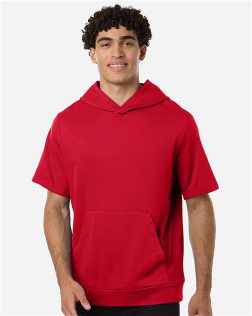 Team 365 TT404 Unisex Squad Tech Fleece Hooded Short-Sleeve Sweatshirt