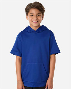 Team 365 TT404Y Youth Squad Tech Fleece Hooded Short-Sleeve Sweatshirt - 