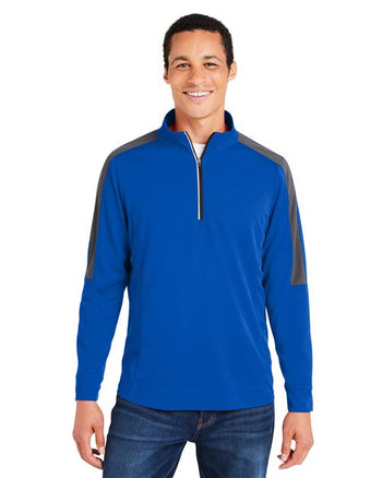 CORE365 CE404 Men's Market Snag Protect Mesh Colorblock Quarter-Zip Pullover