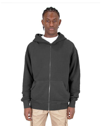 Shaka Wear SHGDZ Unisex Max Heavy Fleece Garment-Dyed Double-Zip Hooded Sweatshirt