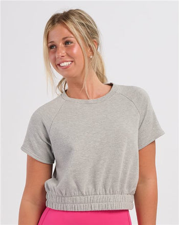 Boxercraft BW2103 Women's French Terry Short Sleeve Cropped Crewneck Sweatshirt