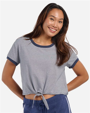 Boxercraft BW2107 Women's Striped Tie Front T-Shirt