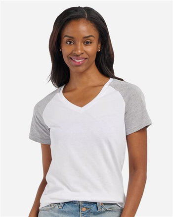 Boxercraft BW2204 Women's Colorblocked V-Neck T-Shirt