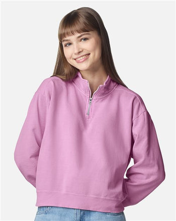 Comfort Colors 1580L Women's Garment-Dyed Mid-Length Quarter-Zip Sweatshirt