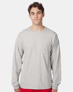 Hanes 5596 Men's Authentic Long Sleeve Pocket T-Shirt - 