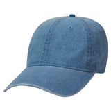 Otto 18-204 6 Panel Low Profile Dad Hat, Garment Washed Pigment Dyed Denim