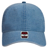 Otto 18-204 6 Panel Low Profile Dad Hat, Garment Washed Pigment Dyed Denim