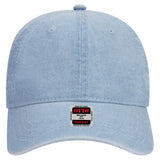 Otto 18-204 6 Panel Low Profile Dad Hat, Garment Washed Pigment Dyed Denim