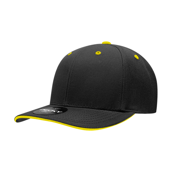 Wholesale Bulk Blank Sandwich Bill Baseball Hats - Decky 2003 - Black/Gold