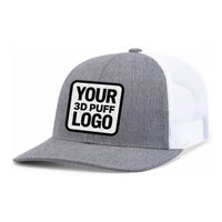 Custom Embroidered Pacific Headwear 210C Melange Heather Low-Profile Trucker Hat - 3D Embroidery