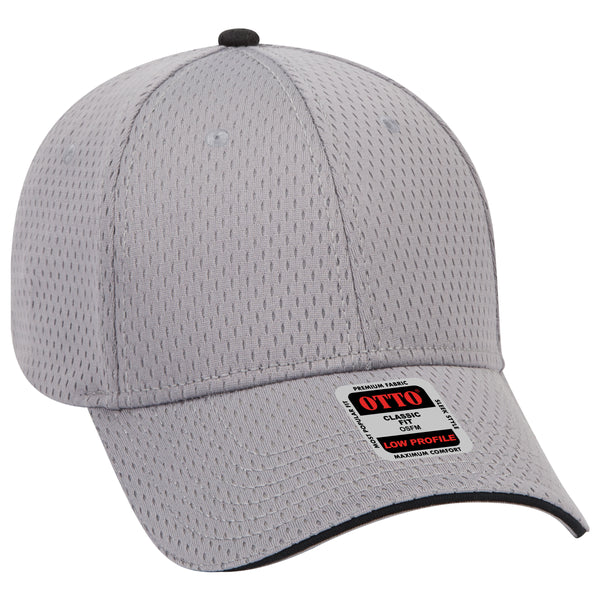 Otto 6 Panel Low Profile Baseball Cap, Polyester Pro Mesh Sandwich Visor Hat - 23-368