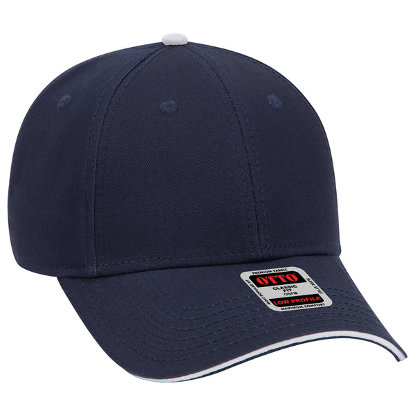 Otto 23-766 6 Panel Low Profile Baseball Cap, Cotton Twill Sandwich Visor Hat