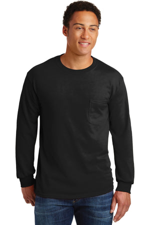 Gildan 2410 Ultra Cotton 100% US Cotton Long Sleeve T-Shirt with Pocket - 
