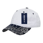 Decky 256 - 6 Panel Low Profile Relaxed Bandanna Bill Dad Hat, Paisley Cap - CASE Pricing - Picture 8 of 11
