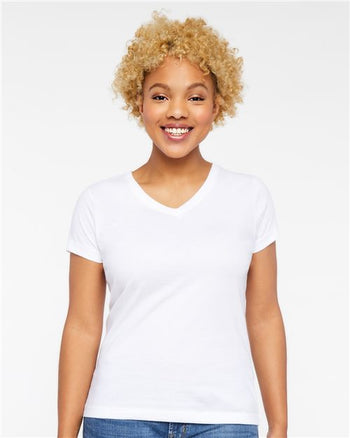 LAT 3507 Women's Fine Jersey V-Neck Tee