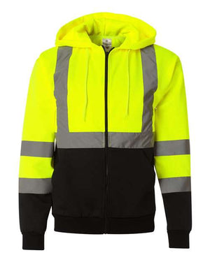 Kishigo JS102-103 Unisex Hi-Vis Full-Zip Hooded Sweatshirt - 