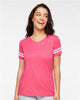 LAT 3537 Women's Football V-Neck Fine Jersey Tee