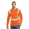 Bayside 3706 Hi-Vis 50/50 Long Sleeve Crew – Segmented Reflective Safety Shirt