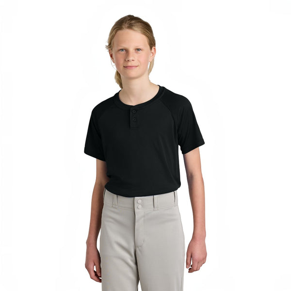 Sport-Tek YST359 Youth PosiCharge Competitor 2-Button Henley