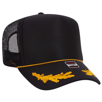 Otto 39-165 Gold Oak Leaf 5 Panel High Crown Mesh Back Trucker Hat