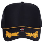 Otto 39-165 Gold Oak Leaf 5 Panel High Crown Mesh Back Trucker Hat