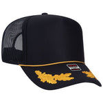 Otto 39-165 Gold Oak Leaf 5 Panel High Crown Mesh Back Trucker Hat